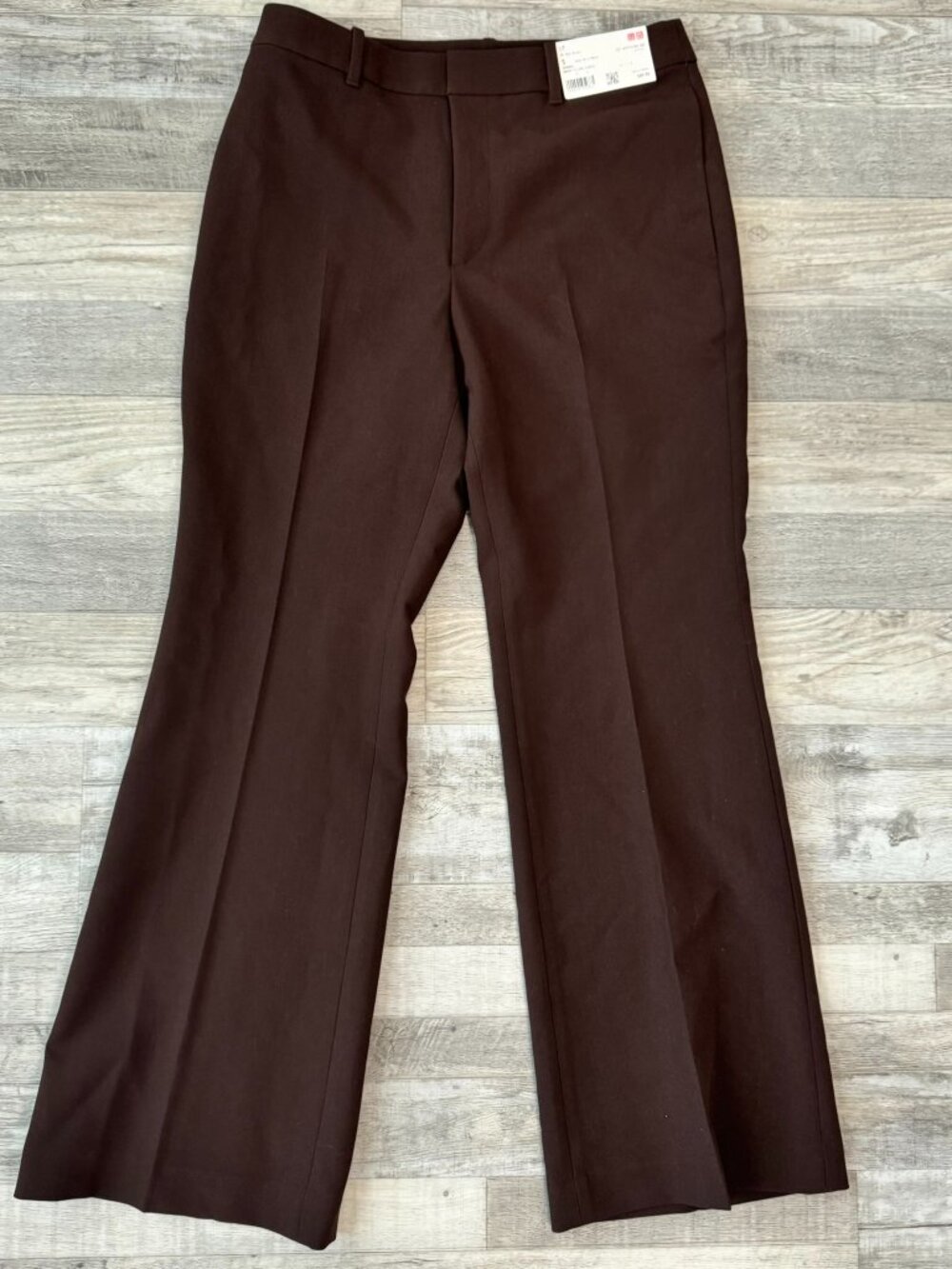 UNIQLO NWT Women's Dark Brown Smart Flare Pants Size Small Adjustable Waist N5